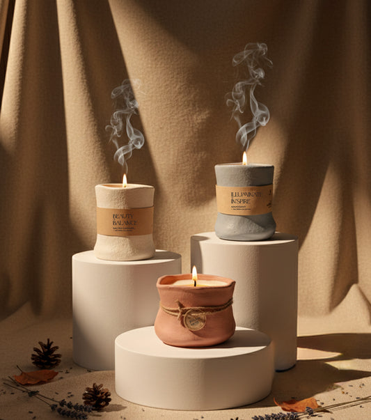 1 Big & 2 Small Pottery Candles Bundle